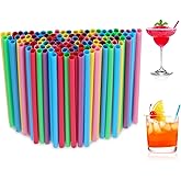[100 Pcs] Colorful Disposable Cocktail Short Straws - 5.12'' Long 0.24'' Diameter Plant-Based Drinking Straws for Whiskey Bar Club Coffee Soda Party Cold Drinks