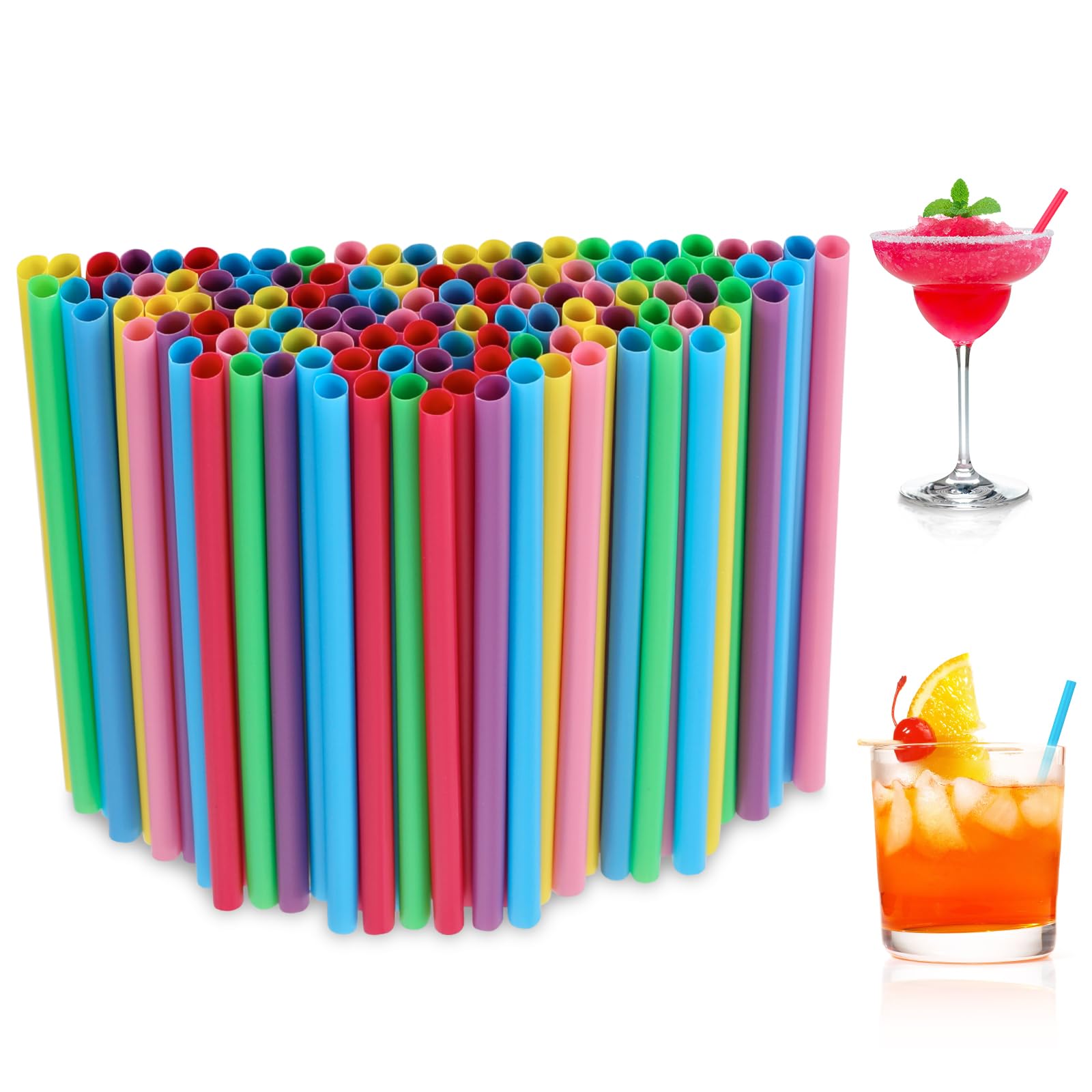 Photo 1 of [100 Pcs] Colorful Disposable Cocktail Short Straws - 5.12'' Long 0.24'' Diameter Plant-Based Drinking Straws for Whiskey Bar Club Coffee Soda Party Cold Drinks
