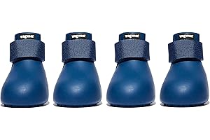 Wagwear WagWellies Waterproof Dog Boots | Rubber Booties for Winter Weather | Secure Fit Non-Slip Paw Shoes for Rain, Cold, Snow, Ice, Salt Protection | Easy On/Off Slip-On - Navy - L
