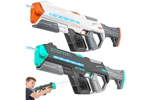 TINKERTY 2 Pack Electric Water Guns for Adults, Squirt Guns for Kids with Light Up and Large Capacity, Powerful Water Gun Up to 28-32FT Range for Summer Swimming Pool Party Beach Outdoor Activity