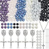 SUNNYCLUE 700Pcs Rosary Making Kits Crucifix Charms Rosary Crosses Easter Cross Pendants Oval Chandelier Link Charm Glass Pearl Beads for Jewelry Making Supplies DIY Necklace Bracelets Holiday