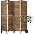 Room Dividers and Folding Privacy Screens, Wood Louvered Separators Divider Wall for Home Office Bedroom - 4 Panels, 67 * 60inch (Brown)