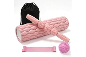 Foam Roller for Back 5-in-1 High-Density exercise roller set for yoga,Fitness,Pilates Deep Tissue Massage 13"x4"（Pink）- Wayfu