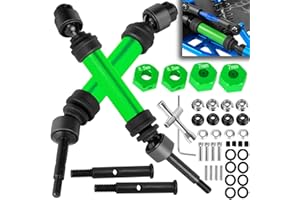 BRCatWPark Drive Shaft Axles Upgrades Part for 1/10 Rustler 2WD (VXL)/Stampede 2WD (VXL),RC Steel #45 2Pcs Driveshafts CVD w/Hex Hops Up,Green