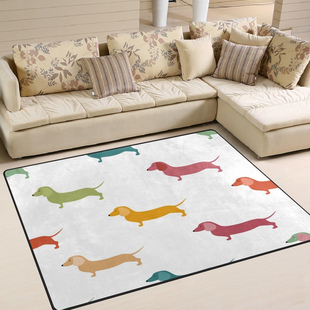 ALAZA Colorful Dachshund Puppy Dog Area Rug Rugs for Living