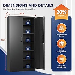 Yizosh Metal Storage Cabinet with Lock - 72" Garage