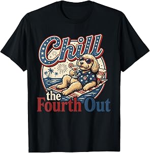 Chill The Fourth Out Funny Goldendoodle Dog Lover T-Shirt