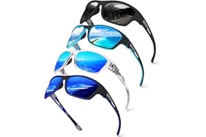 KUGUAOK 4PACK Polarized Sports Sunglasses for Men Fishing UV Protection Sun Glasses Women Wrap Around Running Goggles