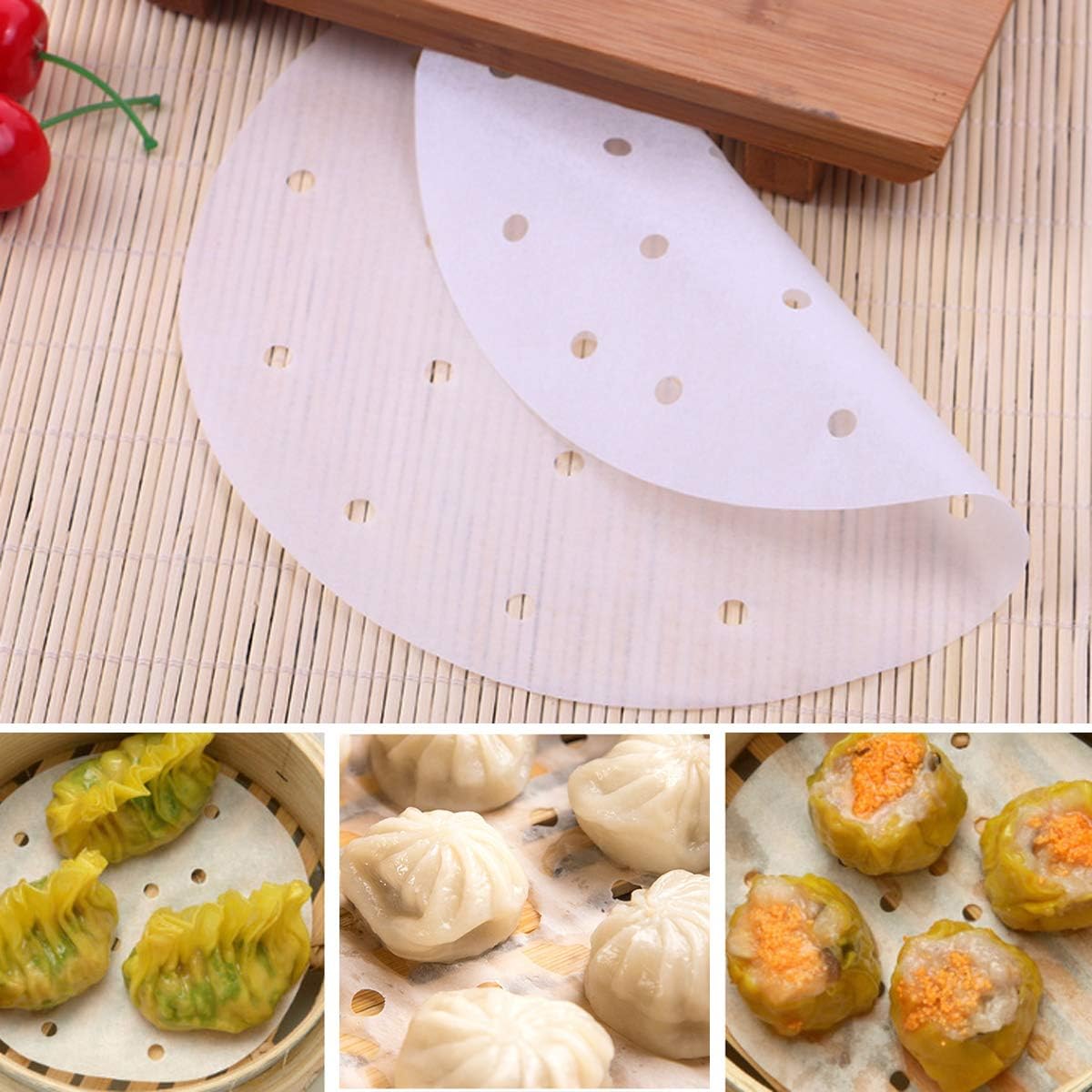 100 Sheet Round Parchment Paper, 8 Inch Air Fryer Paper, Biodegradable Bamboo Steamer Paper - Image 5