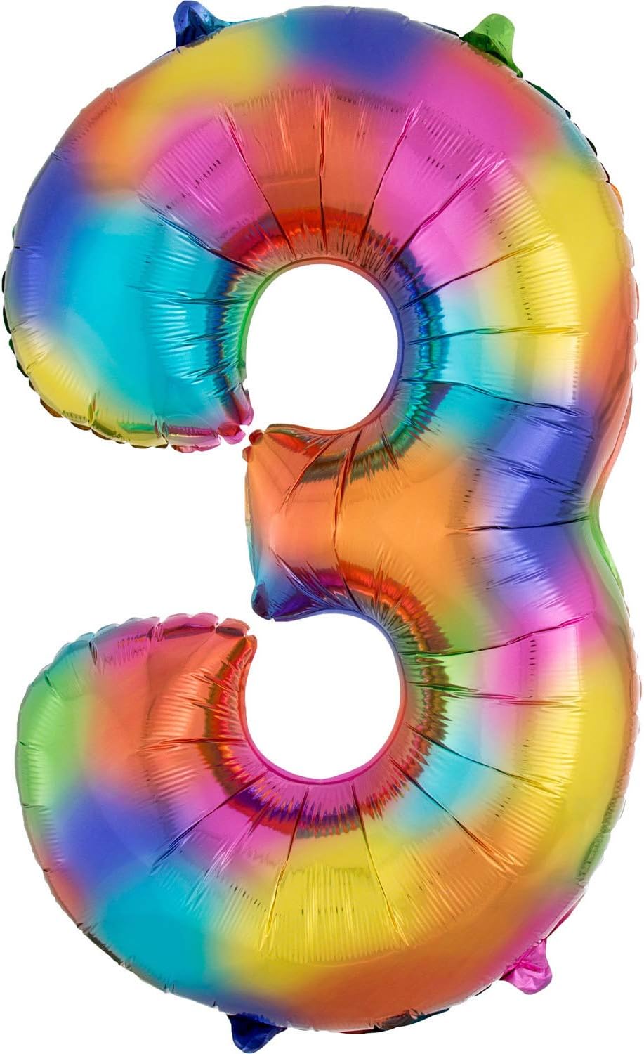 Amscan Anagram 3853301 - Number 3 Rainbow Splash Foil Balloon - 32", Rainbow Splash 32''