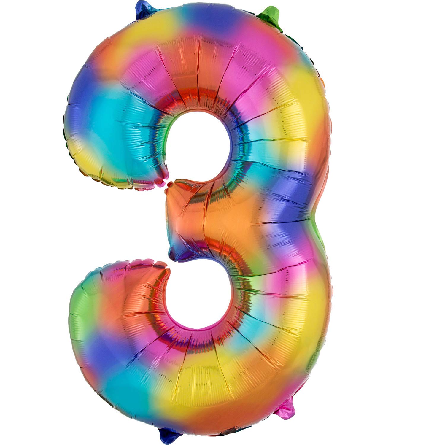 Amscan Anagram 3853301 - Number 3 Rainbow Splash Foil Balloon - 32"