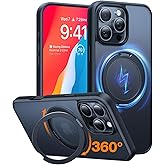 TORRAS Upgraded 360 Rotatable Magnetic Ring for iPhone 16 Pro Max Case, Fit for MagSafe with Stand Ring Holder, 16FT Mil-Grade Shockproof Translucent for iPhone 16 Pro Max Phone Case Ostand, Black