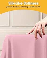 Niuara Pink Fabric Rectangle Table Cloth - 6