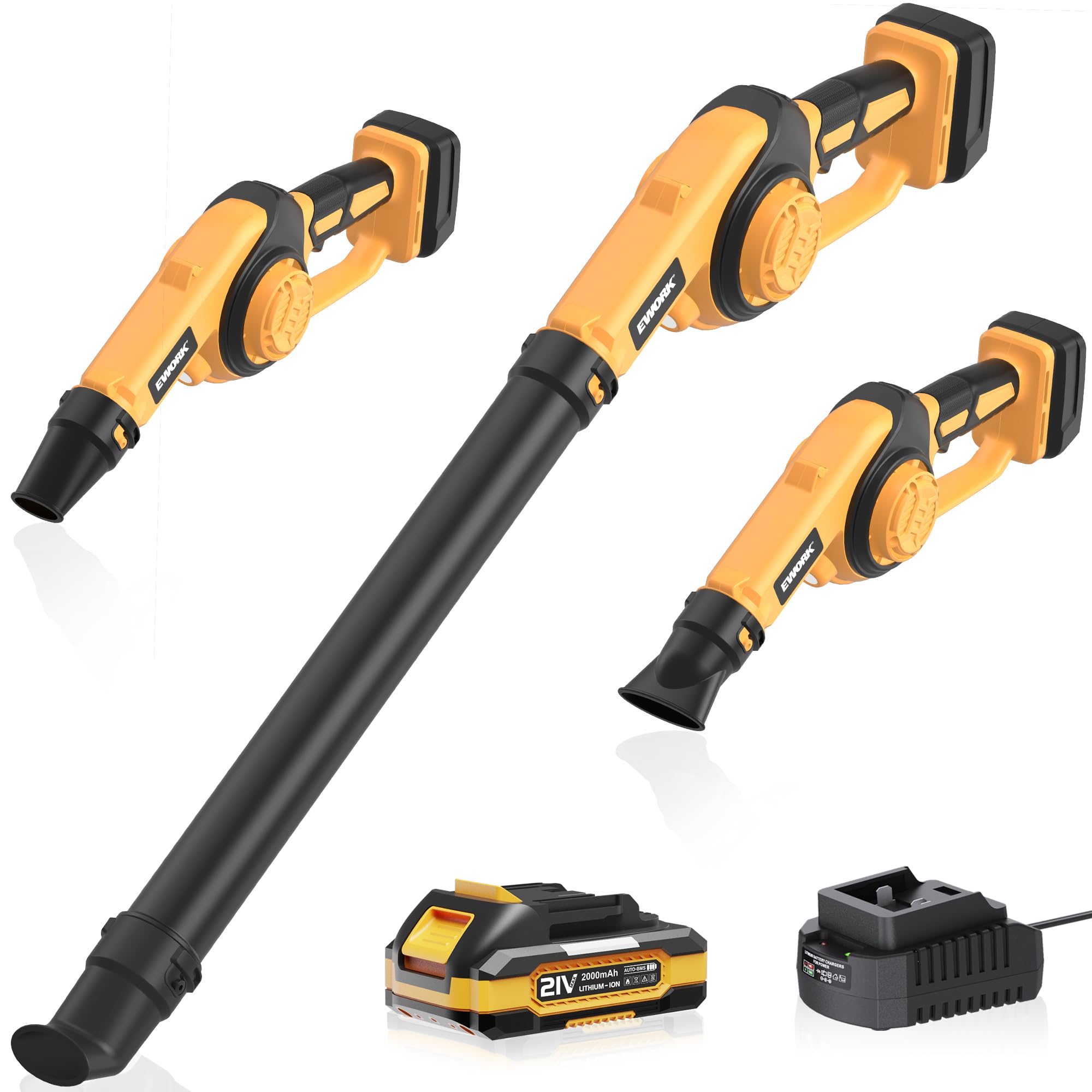 Photo 1 of EWORK Mini Cordless Leaf Blower Up to 200 MPH 21V Small Electric Leaf Blower Cordless with Battery and Charger, 3 Speed Modes, Compact Battery Powered Leaf Blowers for Lawn Care