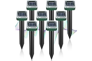 YOOYHHOME Mole Repellent Solar Powered 8 Pack Gopher Repellent Ultrasonic Vole Repellent Mole Deterrent Groundhog Repeller Waterproof Sonic Mole Spikes Snake Chipmunk Repellent Get Rid of Moles in Your Yard