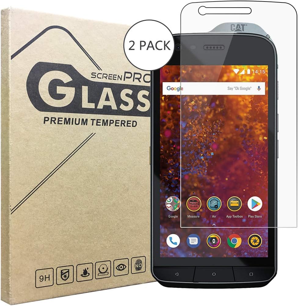 (2 Pack) CAT Phones S61 Screen Protector，[Thickness 0.3mm] [9H Hardness] [Bubble Free] [Easy to Install] [Anti-Scratch] 2.5D Round Edge Tempered Glass Screen for CAT Phones S61