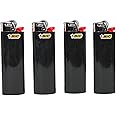 Lot of 4 Bic Ebony Jet Black Full Size Lighters New