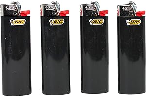 LOT OF 4 BIC EBONY JET BLACK FULL SIZE LIGHTERS NEW