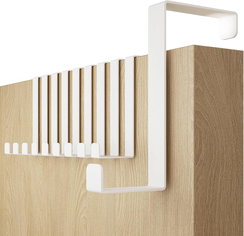 4smile Over Door Hook Set of 10 - White, Holds 8KG, 3.6/4.6 cm Leaf Depth
