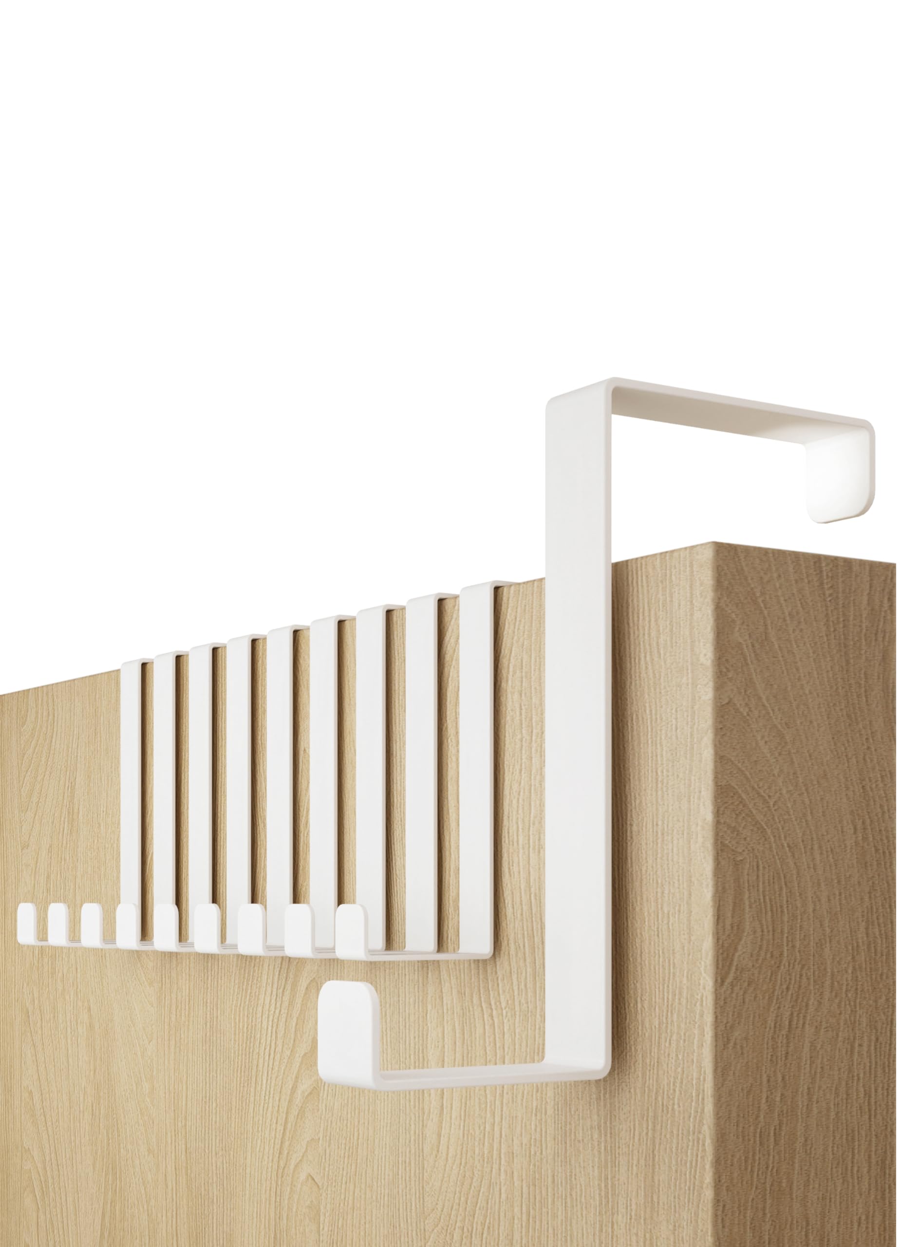 4smile Over Door Hook Set of 10 - Holds 8KG - White Coat Hooks for Leaf Depth 3.6 cm (1.4") + 4.6 cm (1.8") Sturdy Hangers for Clothes, Wreath Hanger