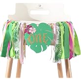 Aloha to One Tropical Hawaiian Luau Theme Highchair Banner- Wild One Highchair Banner for Girls, Pink Jungle Safari Animal 1st Birthday Decorations, Tropical Birthday Banner