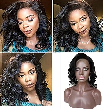 Nicetobuy Glueless Short Wavy Bob Haircut Front Lace Wig With