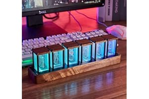 ClocTeck Nixie Tube Clock Walnut Digital Clock, Support Wi-Fi Time Calibration, Alarm and 12/24h Display, No Assemble Required - A Retro Gift for Friends (Walnut Wood)