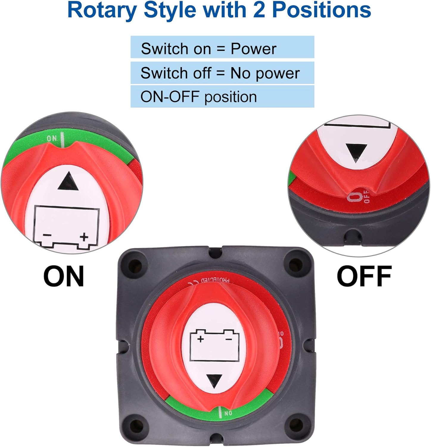 Battery Switch, 12V 24V 48V Battery Disconnect Master Cutoff Switch for Marine Boat RV ATV UTV Vehicles, Waterproof Heavy Duty Battery Isolator Switch (On/Off): Automotive