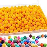 Sunrony 170Pcs 15mm Silicone Beads for Keychain Making, Round Silicone Beads for Pens and Necklace Bracelet Crafts Making(Bright Yellow)