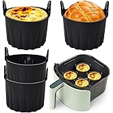 Hoxfly 4Pcs Ramekin for Air Fryer, Food Grade Silicone Egg Poacher Cup, 3.3x2.7Inch Mould Cup for Air Fryer Microwave Oven, E