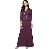Alex Evenings Womens 3/4 Sleeve Portrait Collar Stretch Lace Bodice Mother of The Bride Dress (Petite and Regular Sizes)