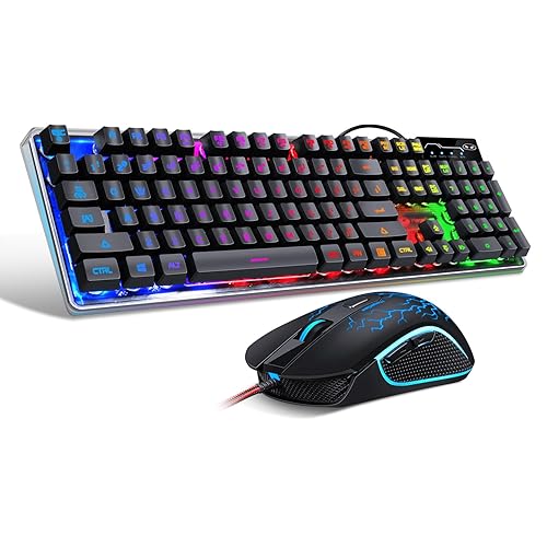 Gaming Keyboard and Mouse Combo, K1 RGB LED Backlit Keyboard with 104 ...