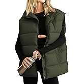 Huaqiao Women's Quilted Puffer Vest Stand Collar Sleeveless Coat Zipper Winter Gilet Jacket