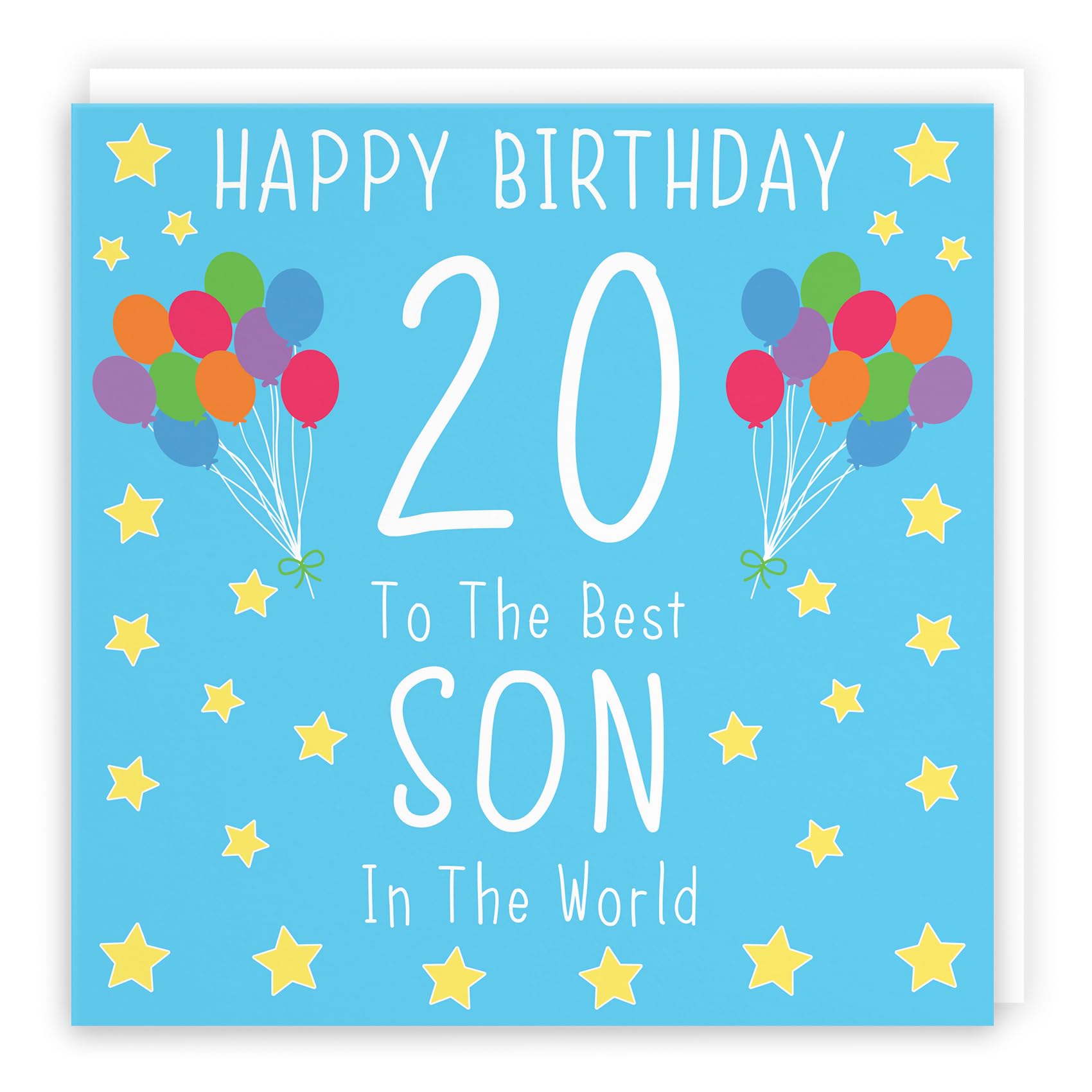 Hunts England - Large Son 20th Birthday Card - Happy Birthday - 20 - To The Best Son In The World - Iconic Collection - Large - 210 x 210 mm - Age 20
