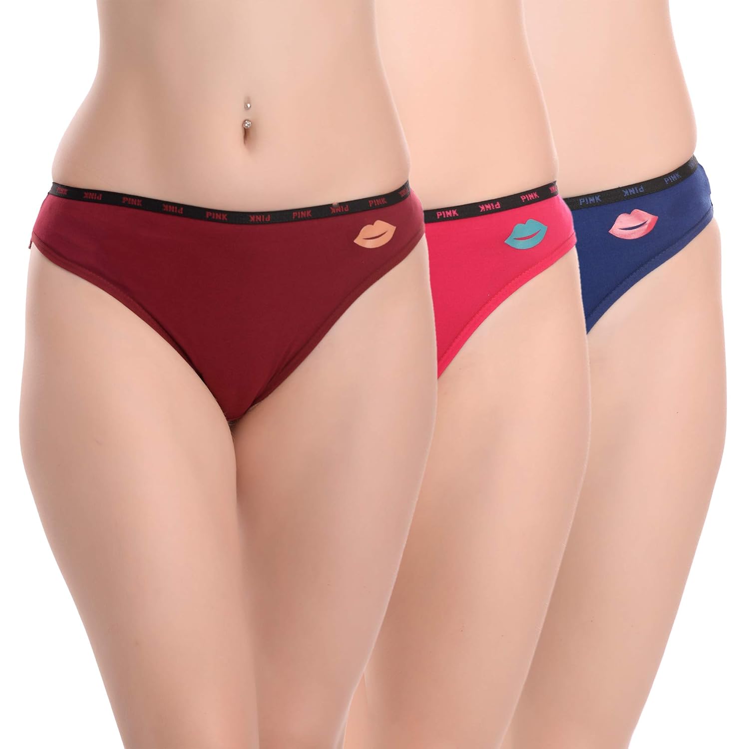 Buy VINBLEUS Lips Women Panty Combo Set Women Hipster mid Raise Combo