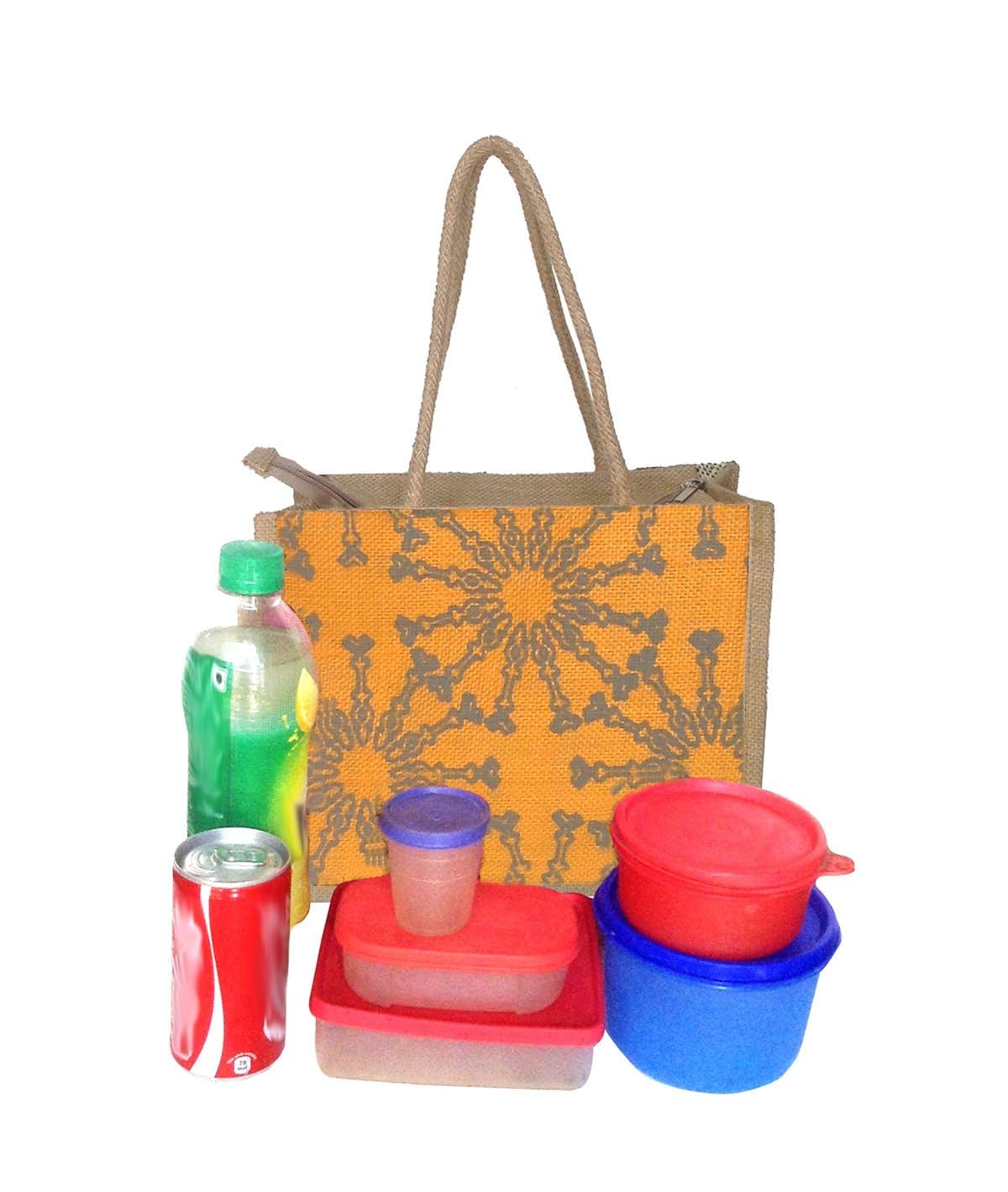 foonty daily use women jute lunch bags(combo of 2,multicolour,5008)