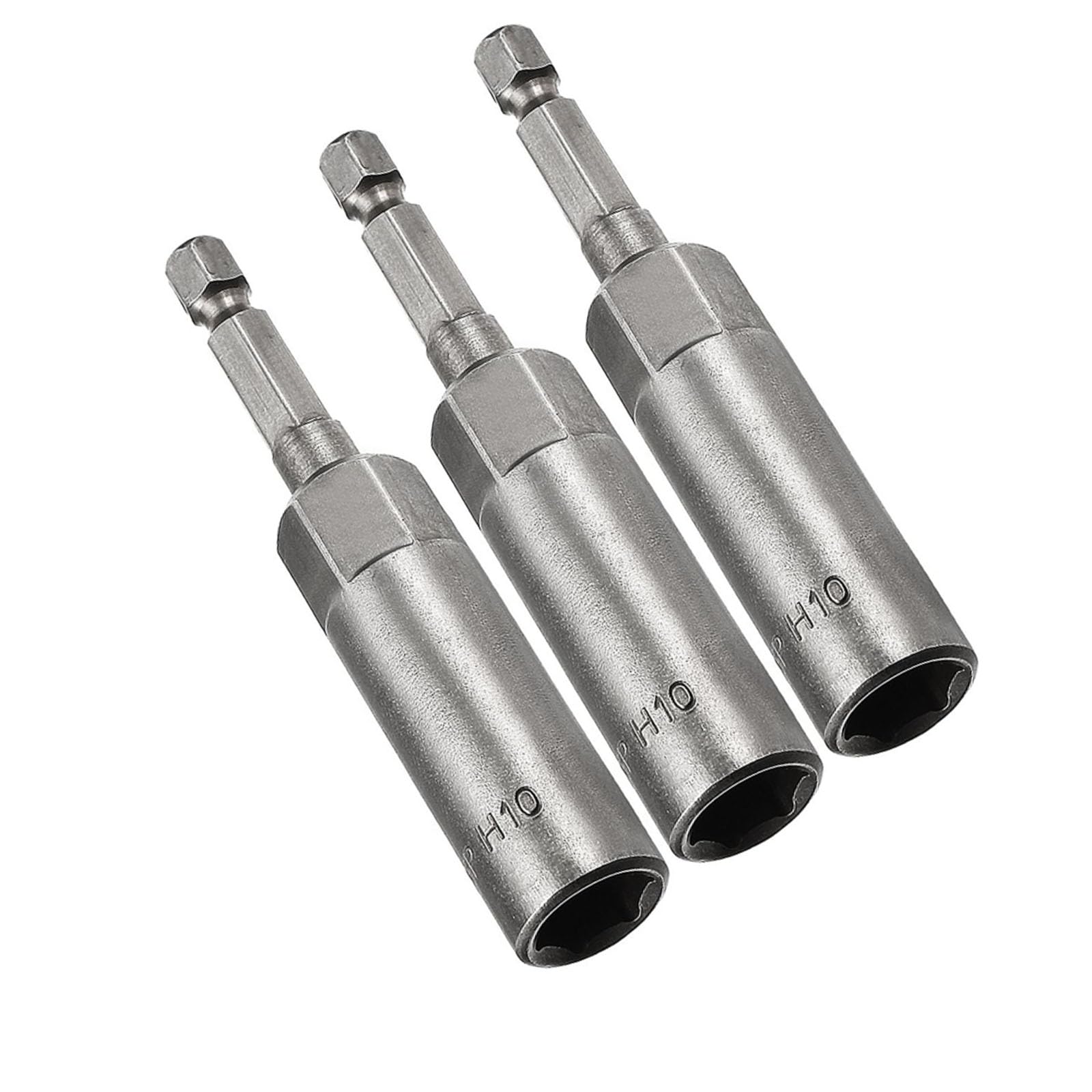 TOP-VIGOR 3Pcs 10mm Nut Setter Driver Drill Bit Set, 1/4 inch Hex Shank Quick Change, 10mm Length Metric Nut Driver Set for Woodworking, Auto Repairing, Machine Maintenance, Furnitures