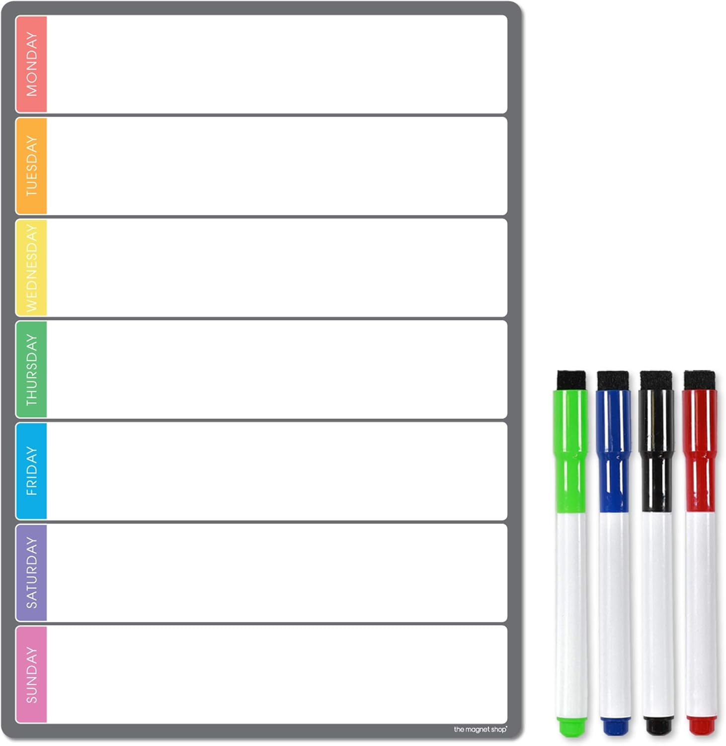 TMS Magnetic Weekly Planner and Organiser A4, Multi-Coloured Style 2 (4 Pens)