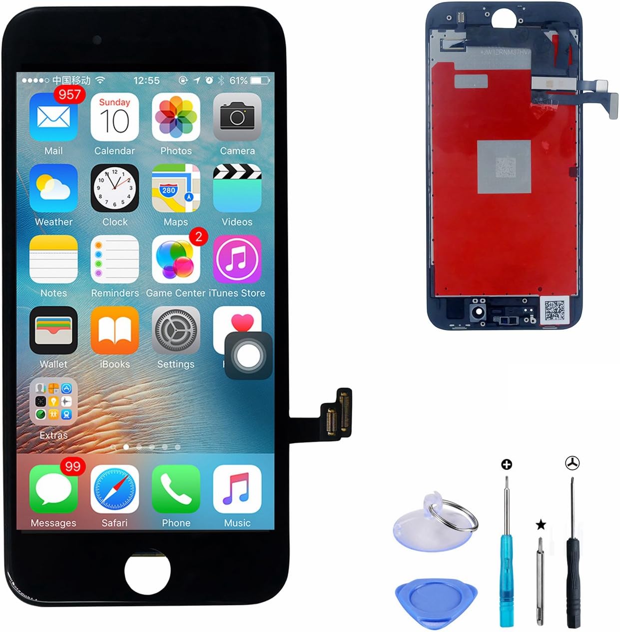 SANKA LCD Screen Replacement Touch Screen Display Digitizer Glass Frame Assembly 3D Function with Repair Tool Kit for iPhone 8 Plus (5.5 inches) - Black