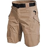 YAXHWIV Men's Hiking Cargo Shorts Lightweight Waterproof Tactical Outdoor Work Shorts with Pockets