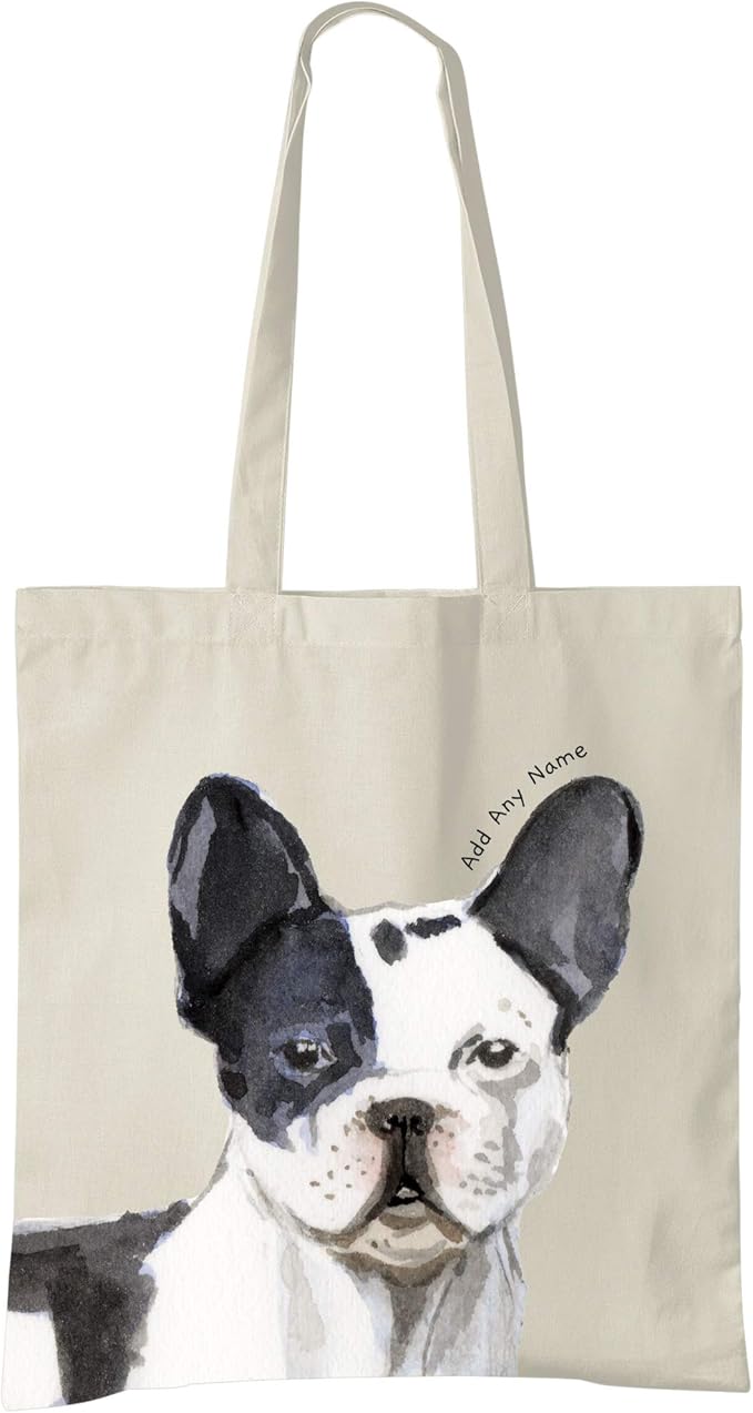 Personalised French Bulldog Natural Cotton Tote Bag