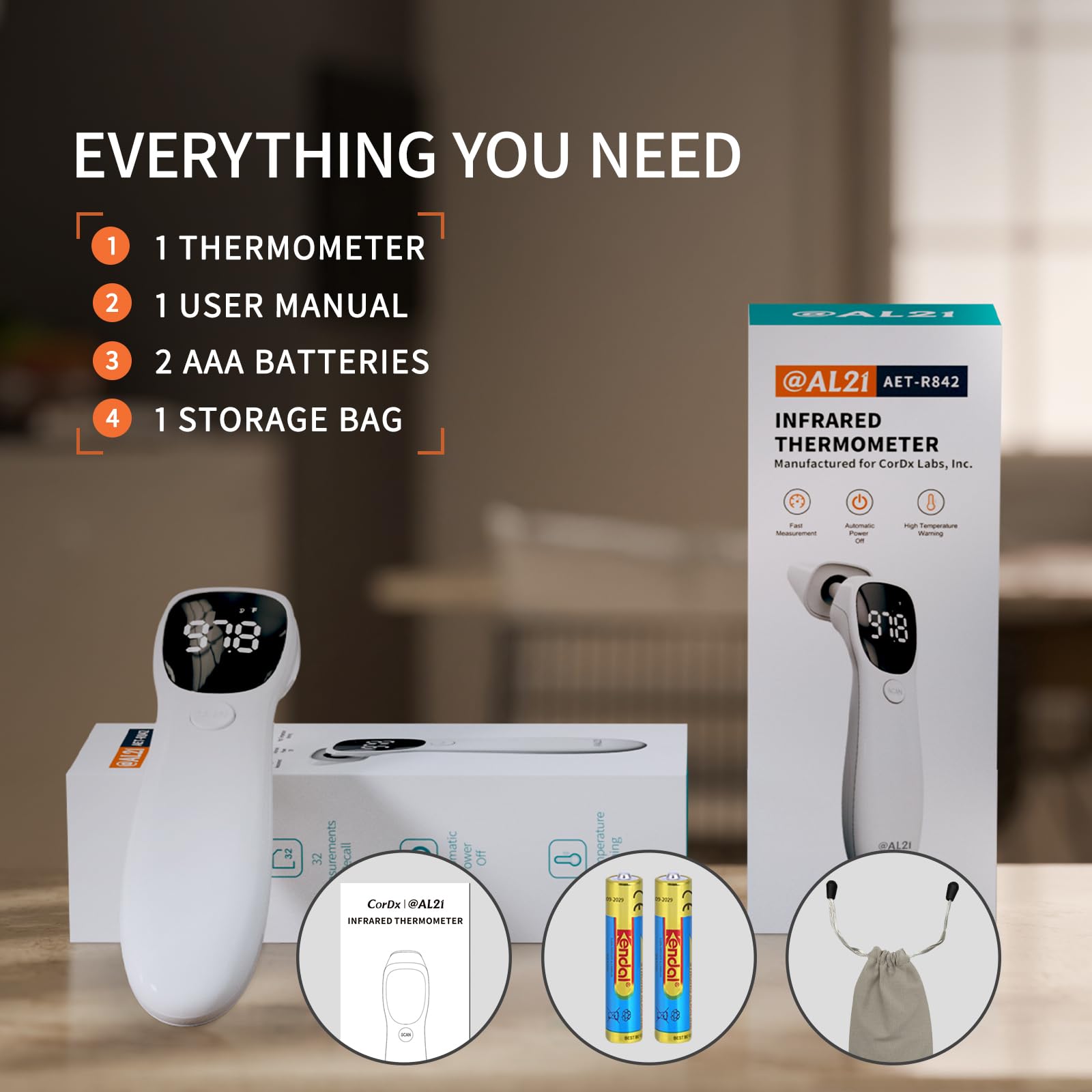 Dual Mode Thermometer for Adults, Kids, and Babies – Infrared Digital Forehead and Ear Thermometer, No Touch with Fever Alarm and Fast Results