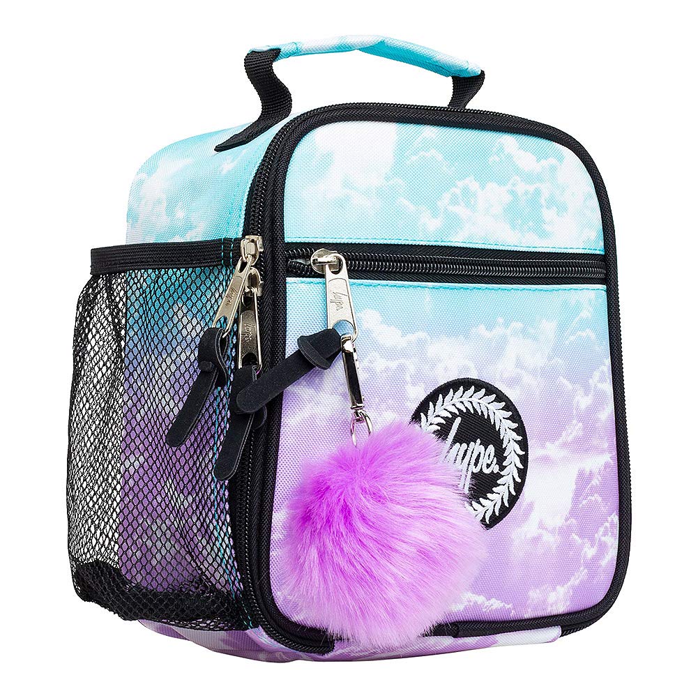 hype Unisex Lunch Box, Purple and Blue Cloud Fade Style, School Bag for Kids, Stylish Lunch Bag with Bottle Holder, 3 Storage Compartments, Inside Thermal Lining & Grab Handle