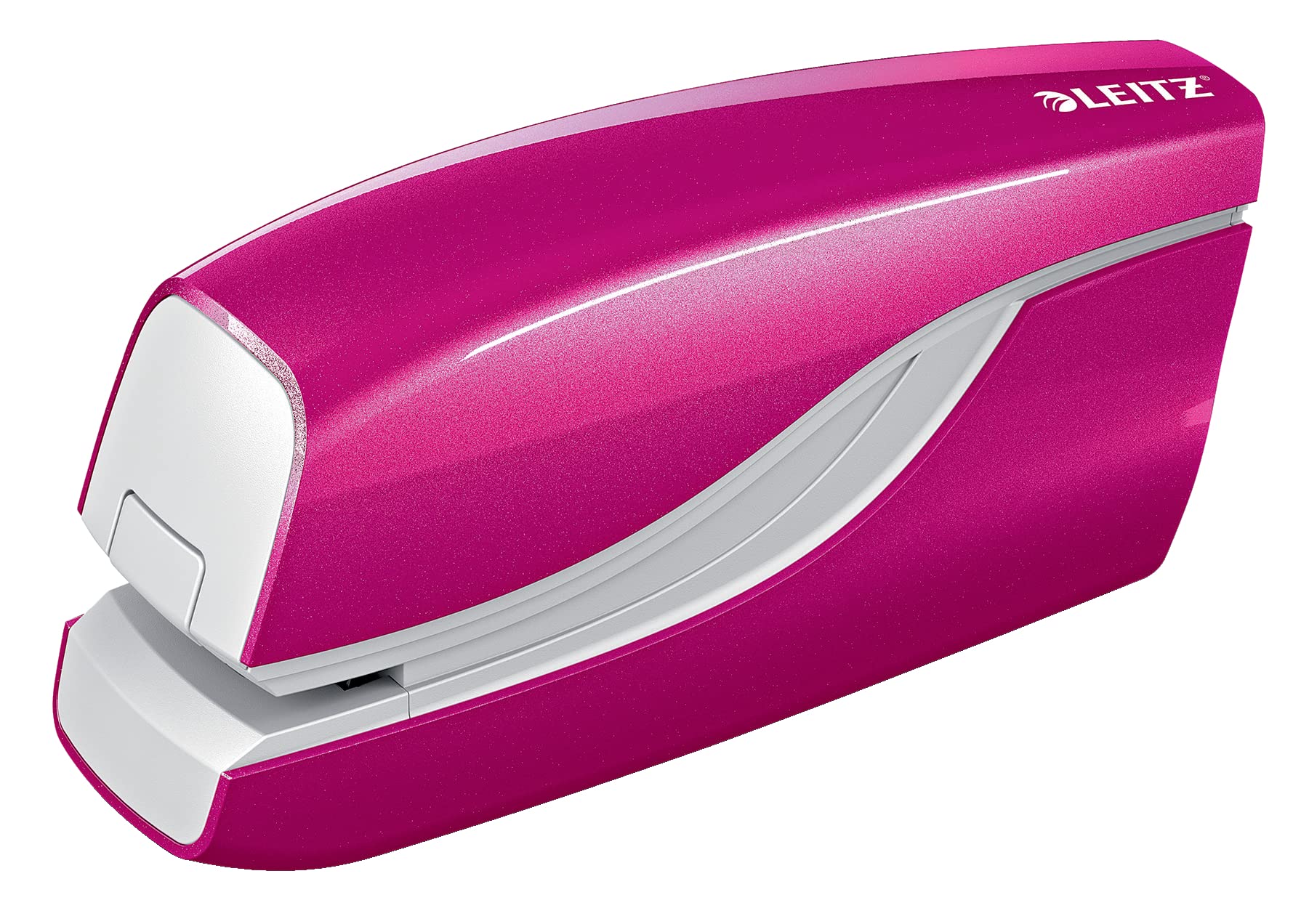 Leitz Electric Stapler, 10 Sheet Capacity, Battery Powered, WOW Range, 55661023 - Metallic Pink