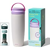 Willow 25oz Portable Breastmilk Cooler - Stainless Steel - Alabaster | Keeps breast milk cold for 24 hours, use with included ice pack or ice cubes, breastfeeding essentials, dishwasher safe