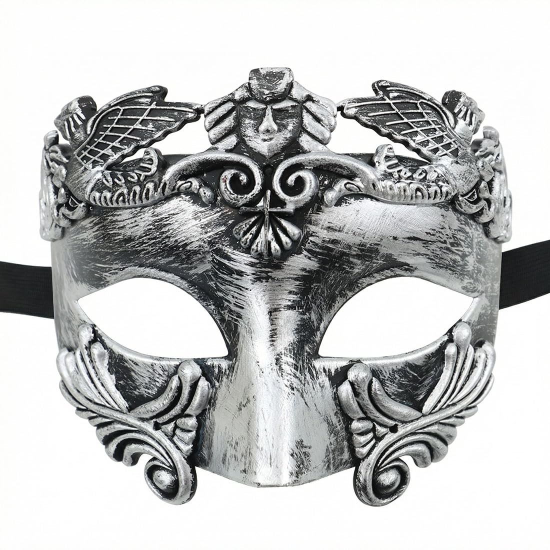 SHIFANQI Masquerade Mask for Men, Vintage Venetian Mask for Halloween, Costume Parties, Masquerade Balls, Mardi Gras, Elegant Half face Eye Mask with Adjustable Ribbon, Silver — image 1