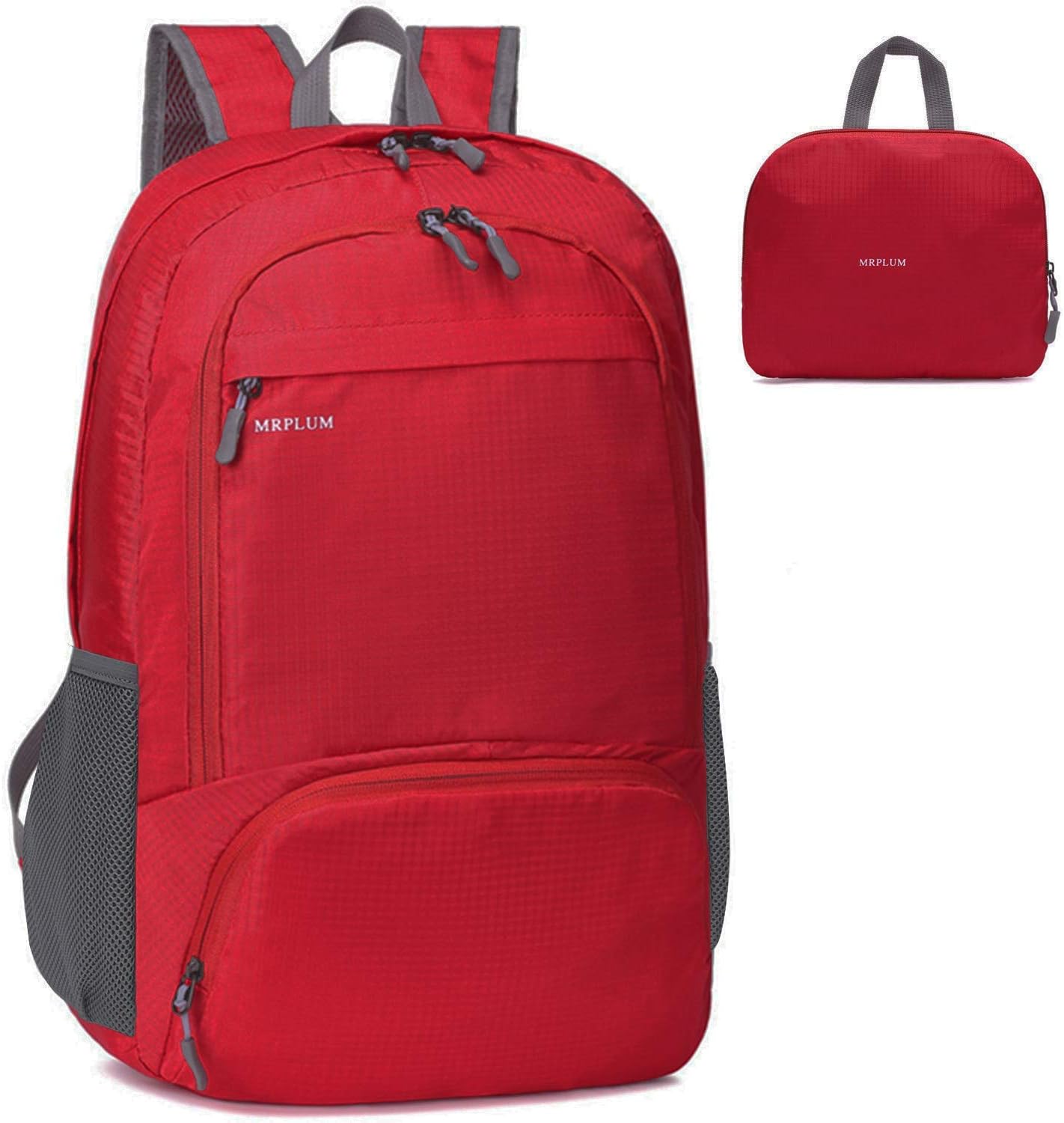 MRPLUM 30L Rucksack Foldable Ultralight Packable Backpack,Unisex Durable Handy Daypack for Travel&Outdoor Sports Durable&Waterproof (Red)