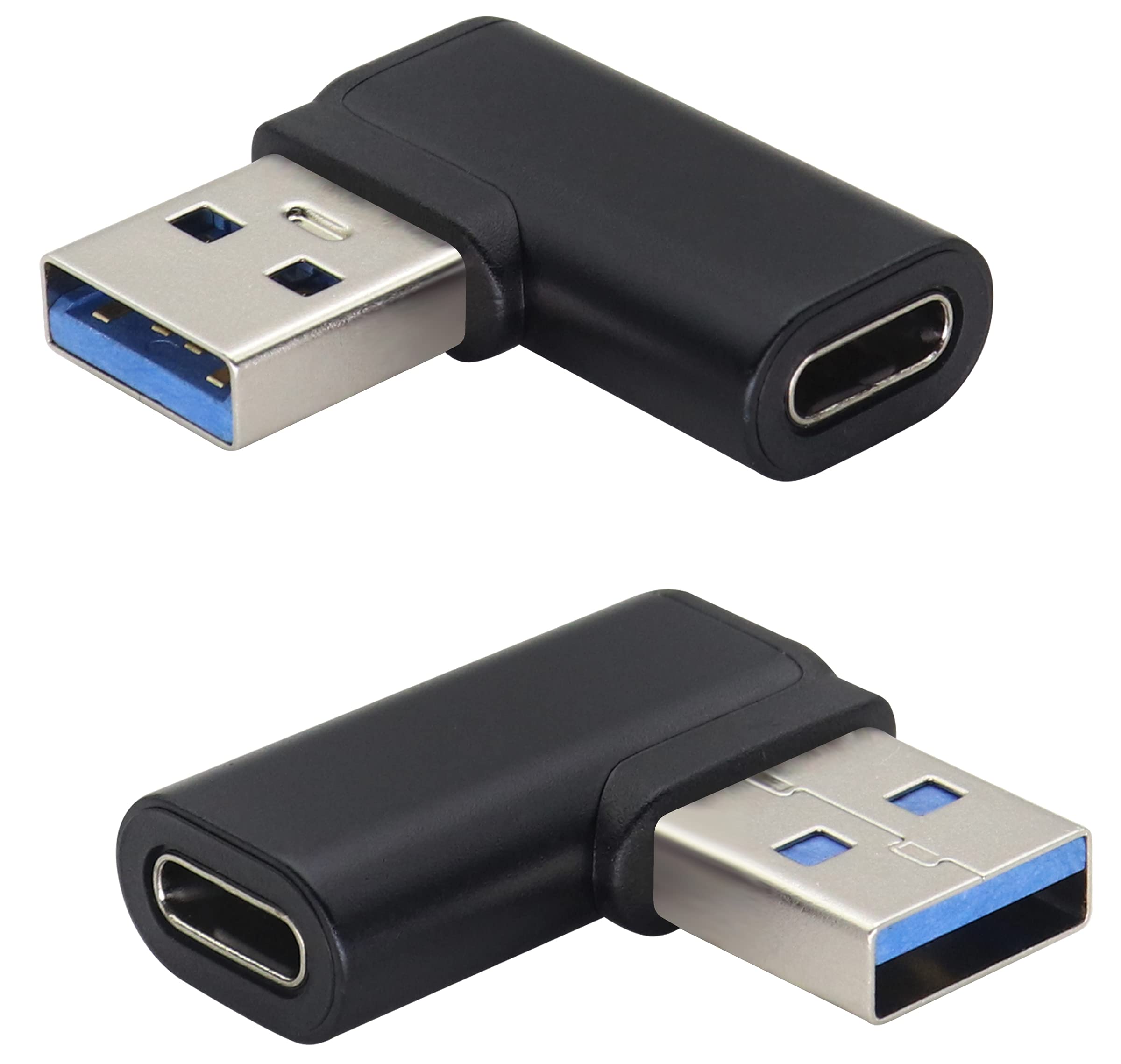 AAOTOKK 90 Degree USB C Female to USB 3.0 Male Adapter Right Angle USB Type C to USB 3.0 A Converter On The Go(OTG) for PC,Laptops,USB and Type-C Devices 2 Pack (Right-Black)