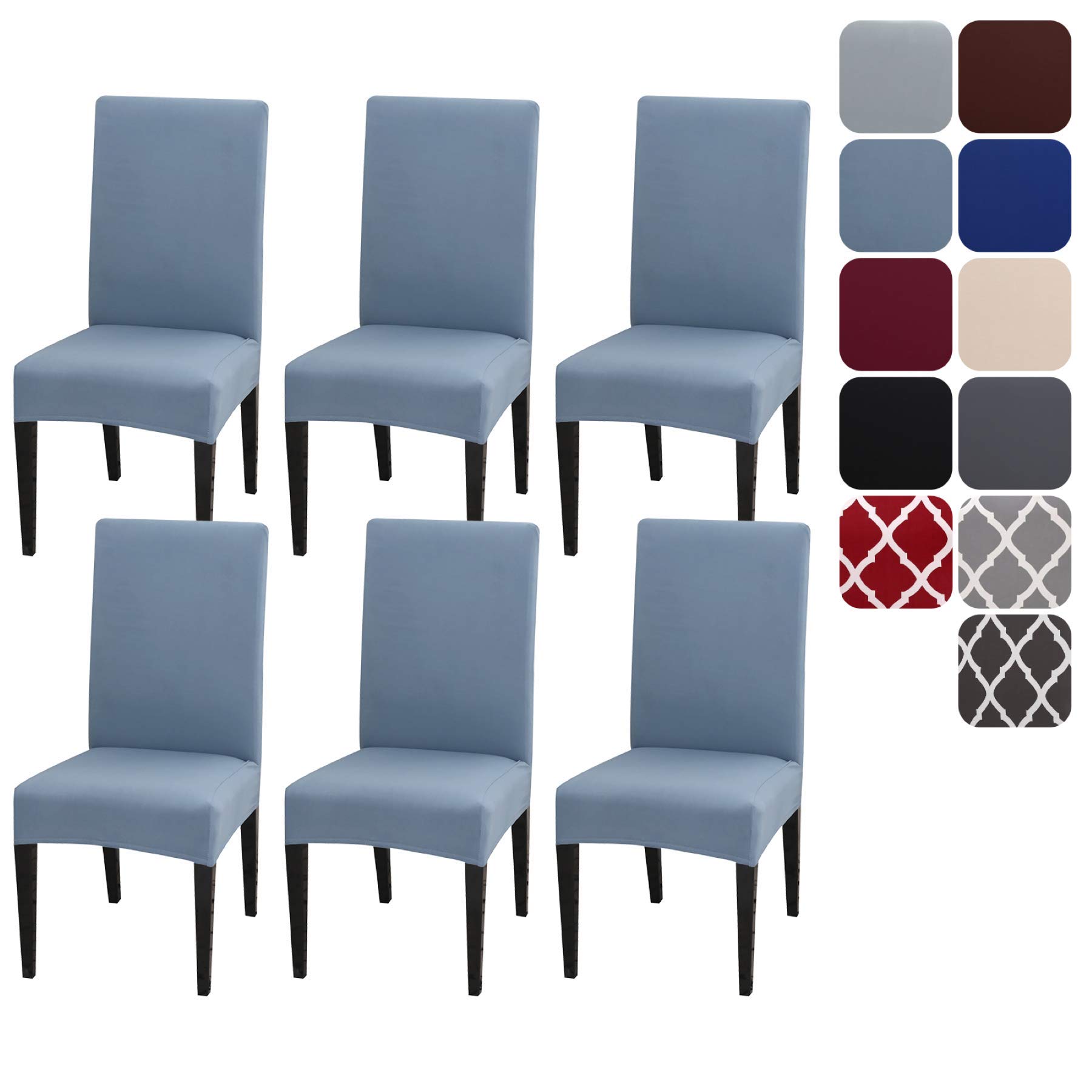 Aisprts Dining Room Chair Covers Slipcovers Set of 6, Stretch Removable Washable Dining Chair Protector Decoration Cover Seat Slipcover for Hotel, Ceremony, Banquet, Kitchen, Restaurant, Home