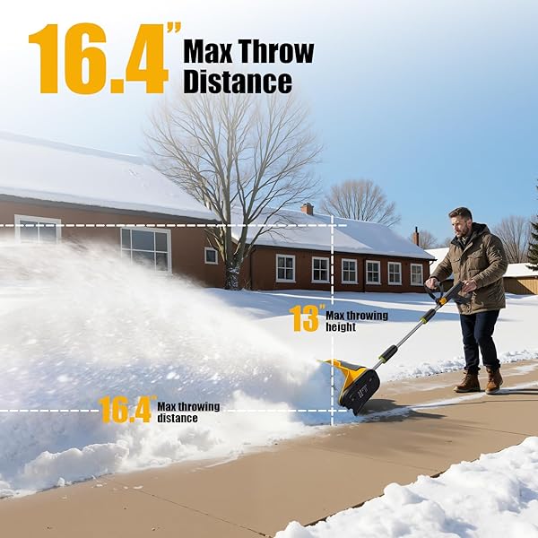 CORDLESS SNOW SHOVEL COMPATIBLE WITH DEWALT 20V BATTERY, 12″ ELECTRIC SNOW BLOWER WITH 20FT MAX THROW & ADJUSTABLE HANDLE & SAFETY SWITCH, SNOW THROWER FOR DRIVEWAY, DECK, PATIO, STEPS (NO BATTERY)